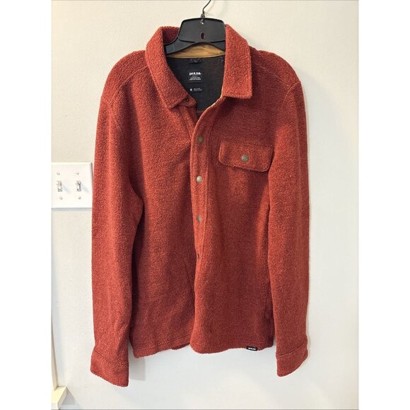 NWT Prana IncrediWool Overshirt Rust Heather / Red Size XL MSRP $175 Medium Slim - Picture 4 of 8